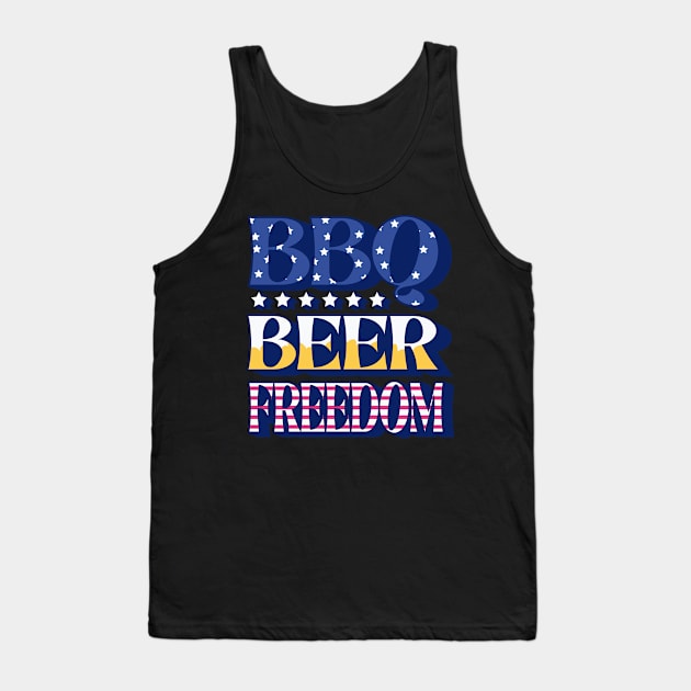 BBQ Beer Freedom Tank Top by BK55